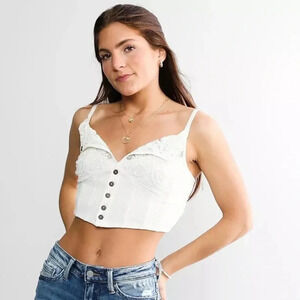 Free People White Lace Crop Top